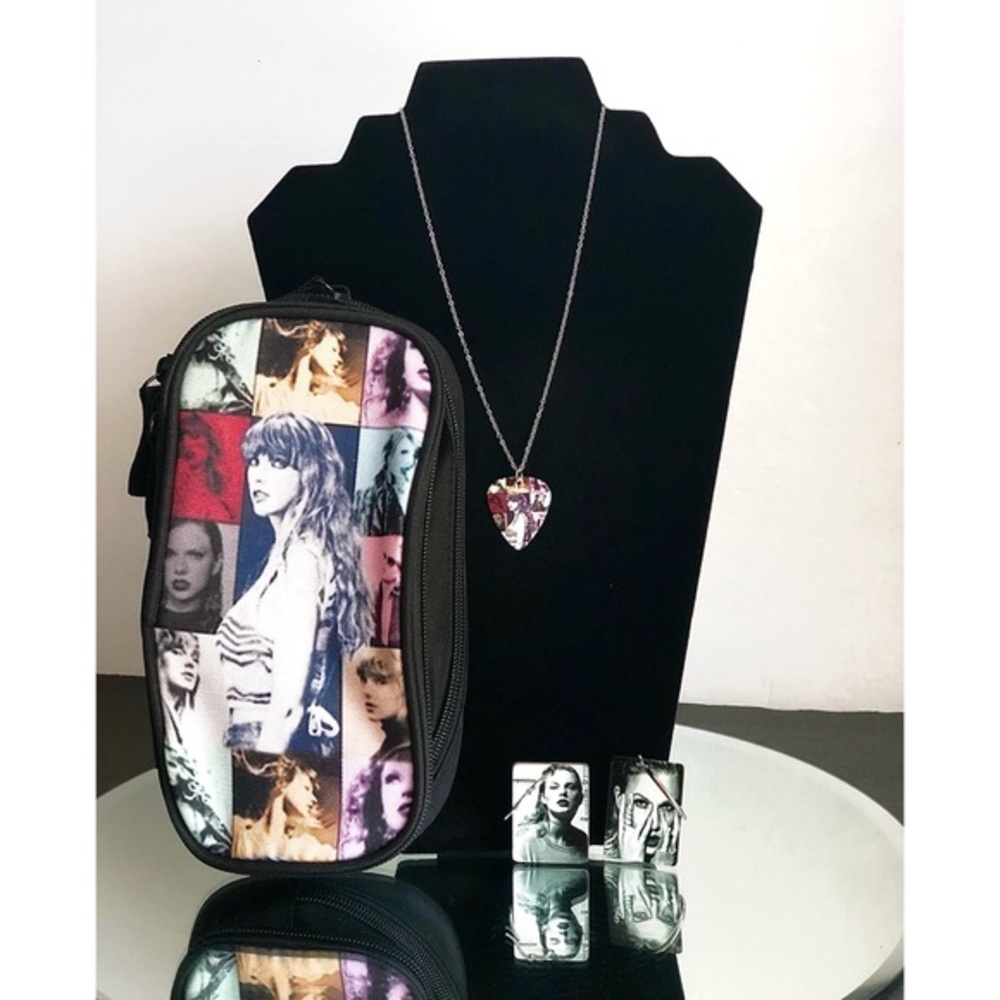 Women's / Girl's Set of 3 Taylor Swift Merchandise Earrings Necklace Pencil Case
